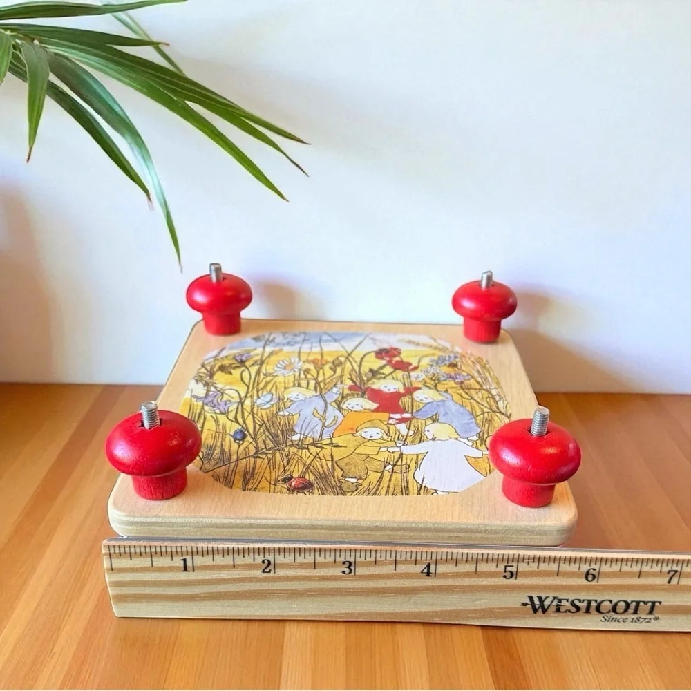 Vintage-Inspired Wooden Flower Press Whimsical Wildflower Children Illustration